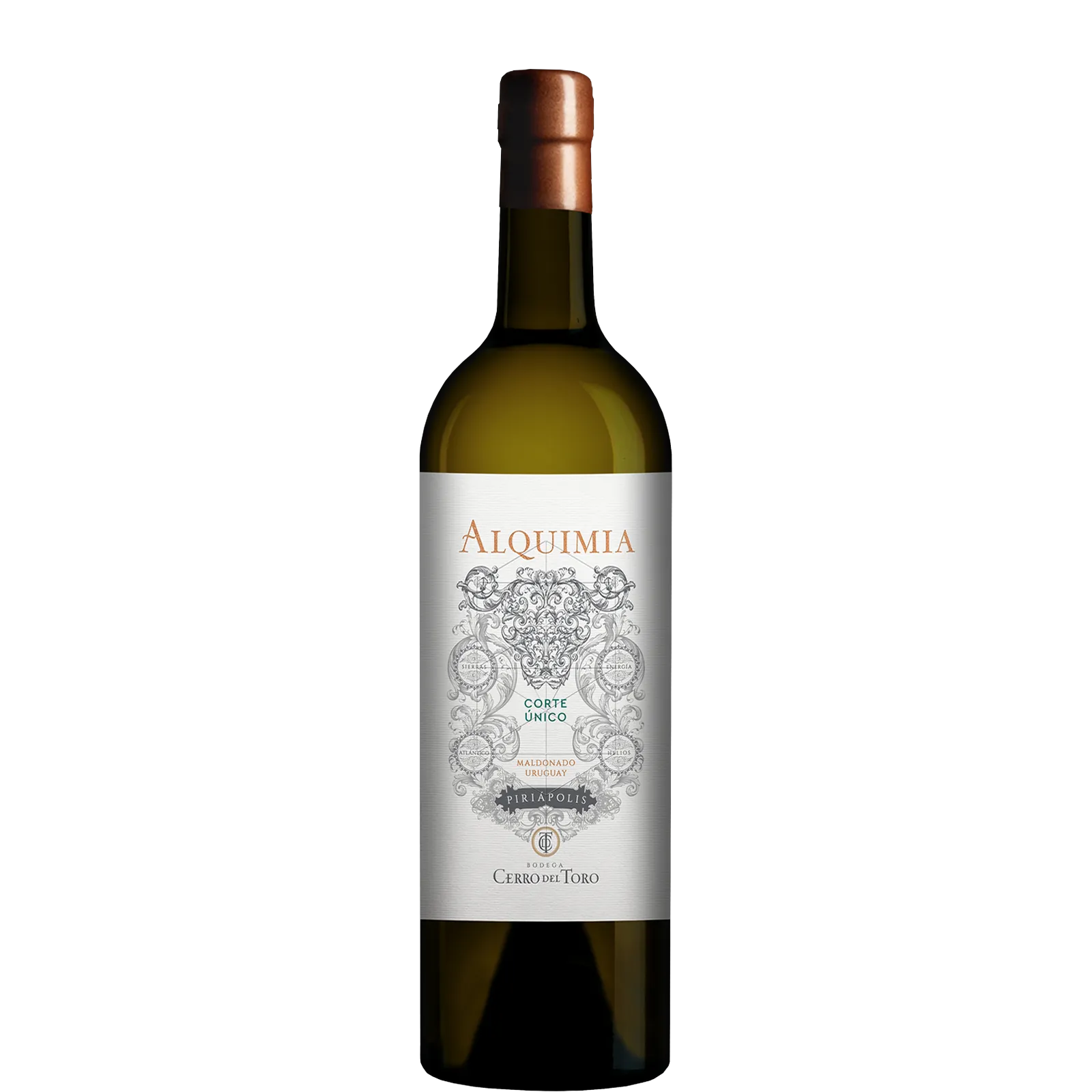 Vino uruguayo ALQUIMIA Corte Único blanco - Cerro del Toro
